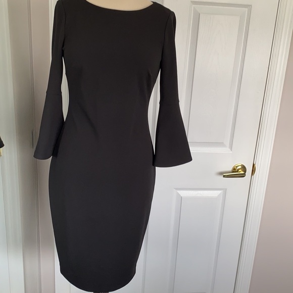 Size 4 Calvin Klein Bell Sleeve Dress - Picture 2 of 7